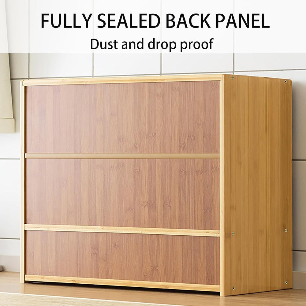 Bamboo Countertop Storage Cabinet Kitchen Pantry with Large Capacity & Ac...