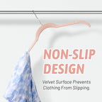 Premium Velvet Shirt Hangers 50 Pack, Non-Slip 360° Swivel Hook Space-Saving Felt Hanger, Slim Flocked Hangers for Blouses, Strappy Dresses, Tank Tops(Pink)