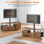HOOBRO TV Stand with Mount and Power Outlet, for 32/45/55/60/65 inch TVs, Swivel Led Entertainment Center with Drawers, Adjustable Media Console for Living Room, Bedroom, Rustic Brown BF130UDDS01