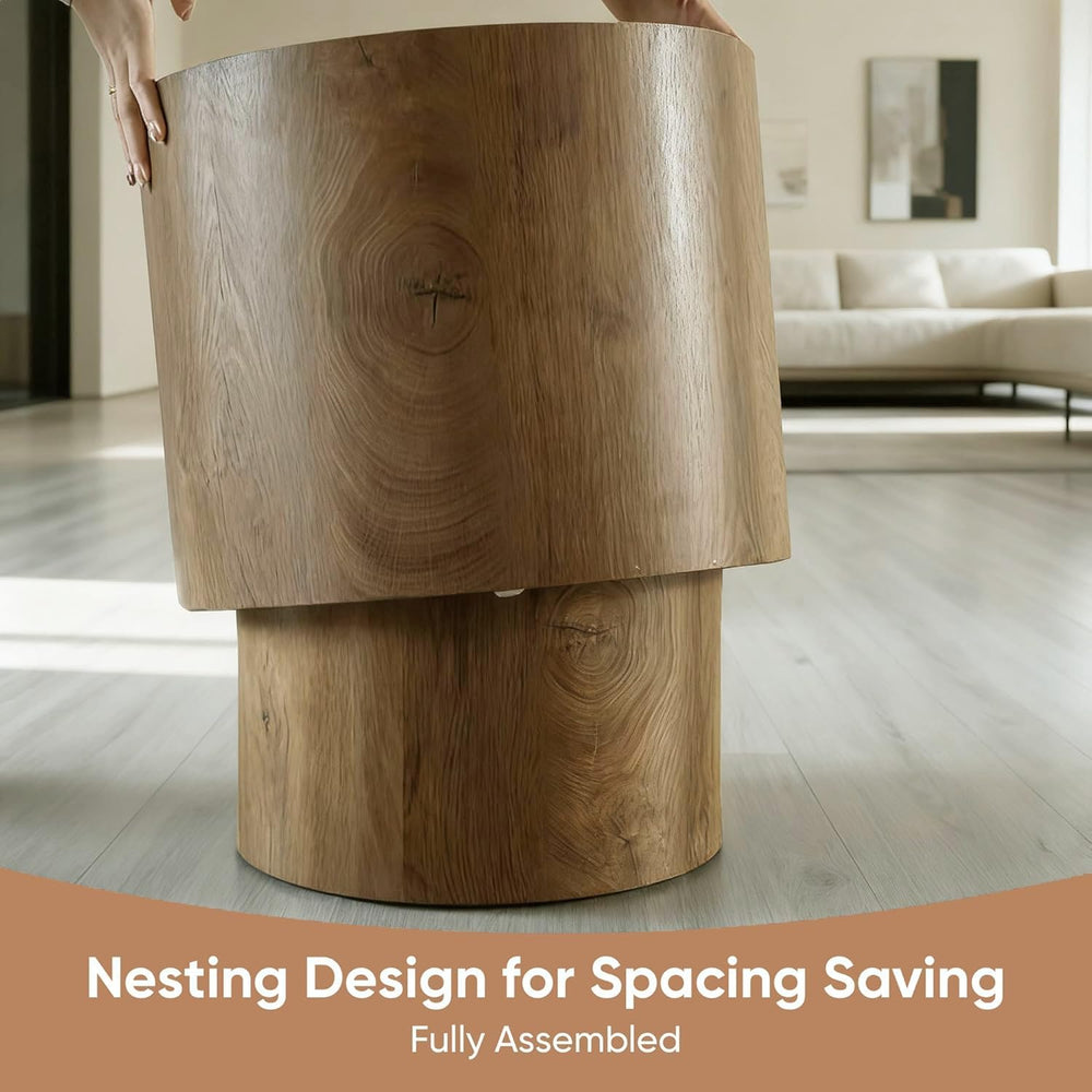 Nesting Round Coffee Table Set of 2, Accent End Table for Small Spaces, Morde...