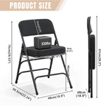 Folding Chair with Thick Cushioned Seat, Padded Metal Frame Foldable Chairs for Home Office Party Wedding Indoor Outdoor Use, Heavy Duty Comfortable Portable Dining Chairs, 1 Pack, Black