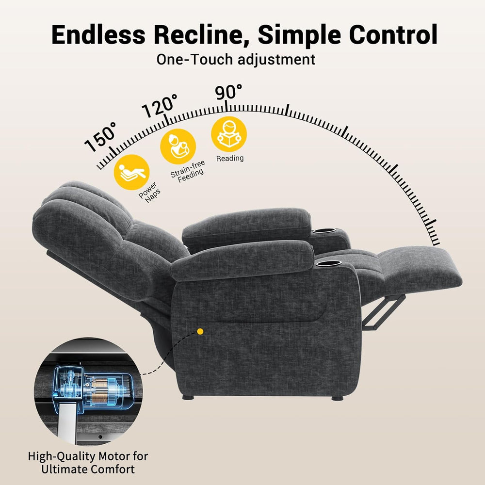 AMADA HOMEFURNISHING Power Recliner Chair for Adults, One-Touch Synchronized ...