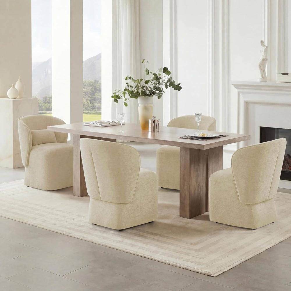 KISLOT Upholstered Dining Chairs with Wheels, Easy Assembly Stain Resistant F...