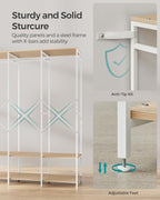 SONGMICS Clothes Rack, Iron and Wood Wardrobe Closet Organizer, Heavy Duty Garment Rack with Hanging Rods, Closet Shelves, Removable Hooks, 15.7 x 55.5 x 70.9 Inches, Natural Beige URGR005W67