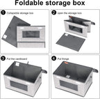 Univivi [4-Pack Fabric Storage Boxes Collapsible Storage Bins with Lids and Handles Cube Organizer Basket for Home, Closet, Bedroom (Gray, 14.4''x10''x8.3'')