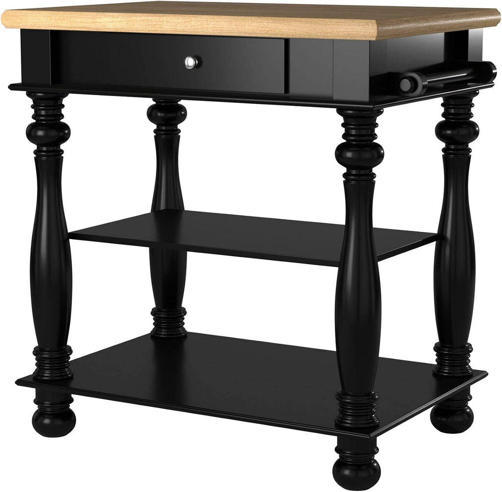 Bernards Birch Kitchen Island, Black