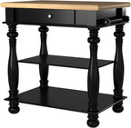 Bernards Birch Kitchen Island, Black