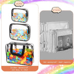 18 Packs Toy Storage Bags with Labels, Clear PVC Puzzle Storage Bags, Waterproof Travel Toy Organizer Bags with Zipper for Building Blocks Kids Books (3 Size)