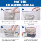 4 Pack Combo Thickened Cube Vacuum Seal Storage Bags, Space Saver Compression Storage Bags for Clothing Comforters Pillows Blankets, No Pump Needed