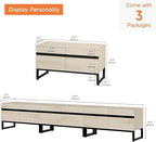 WAMPAT 3-in-1 Modern TV Stand for Up to 110 Inch TVs, Large Wood Entertainment Center Media Console with Storage Cabinets and Metal Base for Living Room, Light Oak