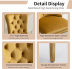 Luxury Upholstered Dining Chairs Set of 4, Yellow Kitchen Chair with Golden Metal Legs, Velvet Tufted Back Dining Chair, Sillas de Comedor, Modern Kitchen & Dining Room Chairs (Gold, 4 Pcs)