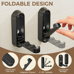 4-Pack Heavy Duty Zinc Alloy Folding Wall Hooks for Bathroom, Kitchen, Entryway, Closet - Space-Saving Design Holds Coats, Towels, Backpacks, Hats, Keys (Black)