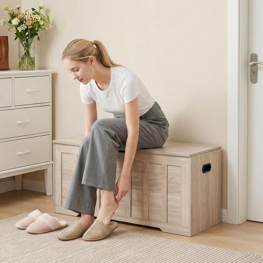 DUMOS 47.2" Wooden Storage Chest Bench with Storage for Bedroom | Extra ...