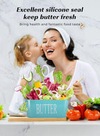 Butter Dish with Lid: Large Butter Container for Countertop - Ceramic Butter Holder for Counter - Butter Tray Butter Keeper with Knife and Sponge Scrubber - Perfect for 2 Sticks of Butter Green