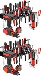 2Pcs Metal Screwdriver Organizer, Wall Mount Plier Organizer Hammer Holder, Hand Tool Storage Rack for Garage Workshop Workbench (Black, 2PCS)
