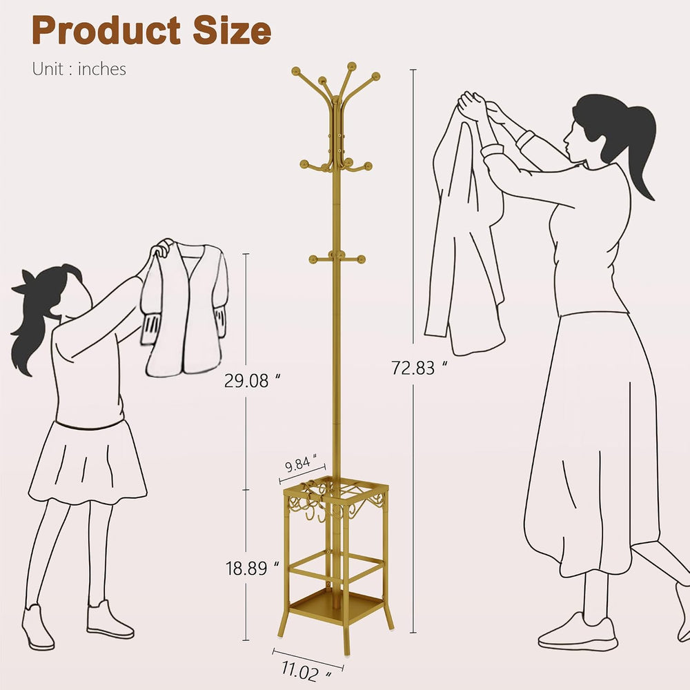 Hoctieon Coat Rack Freestanding, Coat Tree with Umbrella Holder