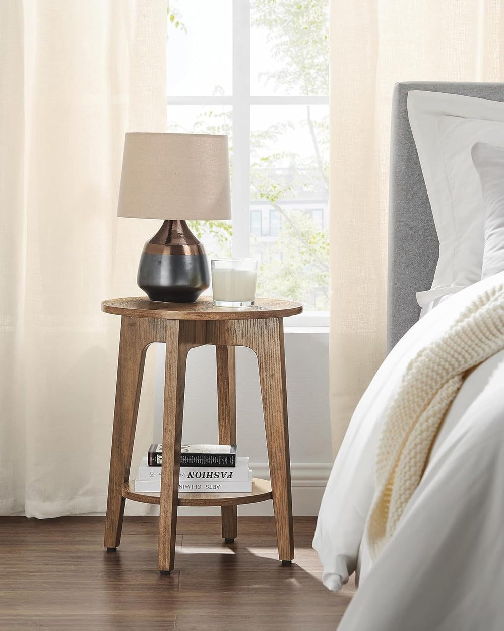 VASAGLE MAEZO Collection - Side Table, 2-Tier Small Round End Table, Nightsta...