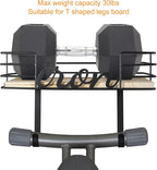 TJ.MOREE Hanger wall mount - Laundry Room Iron and ironing board Holder, Metal with Large Storage Wooden Base Basket and Removable Hooks (Black)