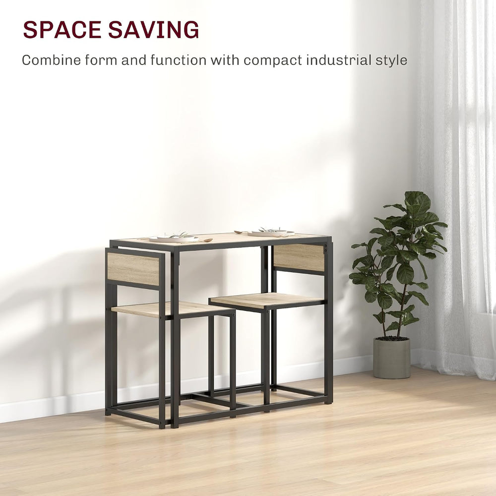 HOMCOM Small Dining Table Set for 2 Compact for Small Spaces, Oak