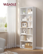 VASAGLE CUSTOS Collection - Bookshelf, 6-Tier Bookcase, Book Shelf, Open Storage Shelf, 9.4 x 23.6 x 63.3 Inches, for Living Room, Home Office, Dinning Room, Cloud White ULBC166T14