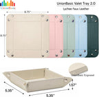 UnionBasic Small Jewelry Tray for Rings Watches Earrings, Entryway Catchall Caddy for Coins Keys Change, Nightstand Bedside Valet Holder, Trays for Electronic Gadgets, Lychee Pale Blue