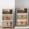 720Qt Stackable Storage Bins with Lids, 6 Pack Large Collapsible Bins with Wheels, Plastic Cabinet with Doors, Foldable Closet Organizers and Storage for Home, Dorm, Office, White