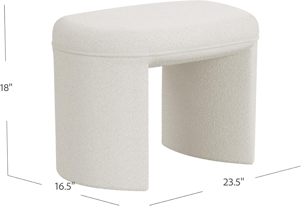 Spatial Order 24" Quinn Modern Ottoman - Cream White Boucle