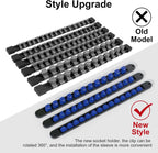 FivePears 3PCS 360° Socket Organizer Twist Lock,3/8 1/4 1/2 Socket Storage Rails, Premium Quality Socket Holders for Tool Box ，Tool Carts，Contains up to 40 Clips (Blue, Red and Black)