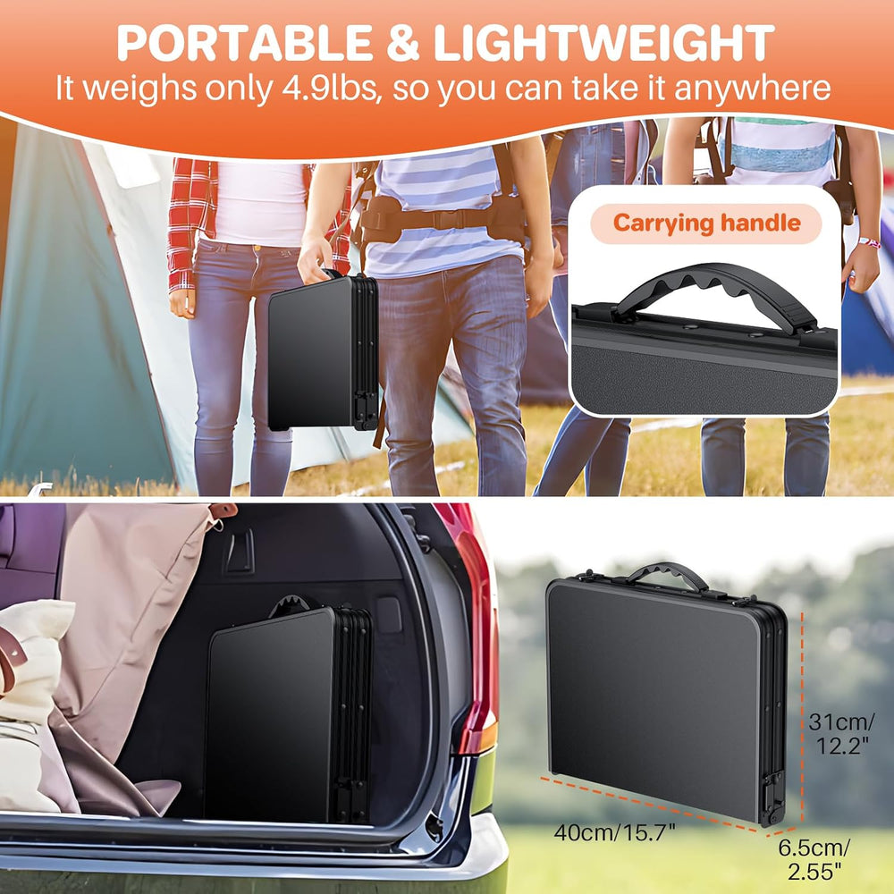 FUNYKICH Camping Table with Waterproof Plastic Tabletop 22.8''x15.7&#...