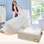 Lukeline Wedding Dress Storage Box, Wedding Dress Preservation Box with Divider, Foldable Organizer with 1 Pair of Microfiber Gloves and 20 Sheets of Acid-Free Paper for Gowns,Souvenirs