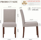 Upholstered Dining Chairs Set of 6, Modern Fabric Dining Room Chair, Wooden Dining Chair, Kitchen Side Chairs, Farmhouse Dinner Chair with High Back for Kitchen, Brown