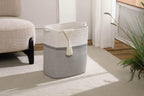 Tall Laundry Basket With Handles,Woven Cotton Rope Big Laundry Hamper Sorters,Versatile Storage for Dirty Clothes,Baby Toys,and Blankets in Bathroom, Nursery,and Living Room (White/Gray, 68L)