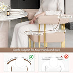 Velvet Dining Chairs Set of 4, Khaki Upholstered Barrel Armchairs with Gold Metal Legs for Kitchen Island, Mid Century Modern Accent Side Chairs for Dining Room and Living Room, Open-Back