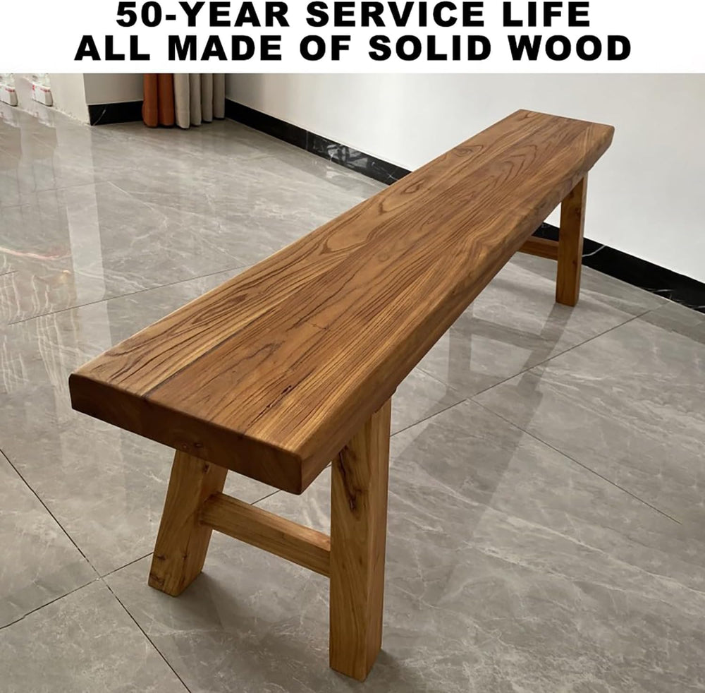 Wood Dining Bench Farmhouse Style Wooden Bench Indoor Kitchen Bench for Livin...