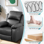 Recliner Sofa Set Couches for Living Room Chair Semi PU Fabric Living Room Furniture Sets, Adjusted Reclining Couch Furniture Sofa Set for Theater Seating, Black