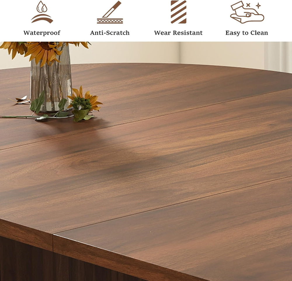 41 in-78 in Extendable Dining Room Table for 4-8, Round Expandable Kitchen Ta...