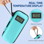 Insulin Cooler Travel Case, Portable Temperature Display Medicine Travel Cooler, Diabetes Case with 2 Reusable Ice Packs TSA Approved for Diabetic Supplies Patent Pending(Seafoam)