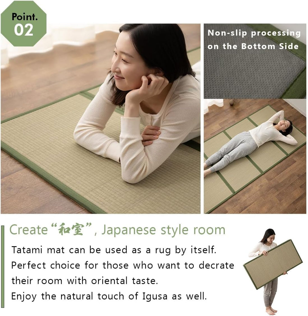 EMOOR Japanese Futon Mattress Premium CLASSE and Tatami Mat Set Twin, Floor Sleeping Mat Sikibuton Igusa Natural Cotton