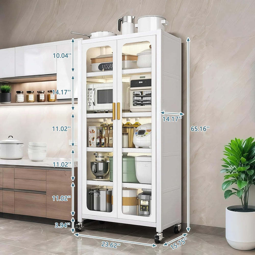 65" Metal Pantry Storage Cabinet with Flip Doors & Pegboard, 6-Tier ...