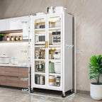 65'' Tall Kitchen Pantry Cabinet with Doors, White Storage Cabinet with Adjustable Shelves & Wheels, Metal Pantry Cabinets for Kitchen Storage Dining Room, Easy Assembly (White)