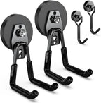 3-H Heavy Duty Magnet Garage Hooks 2 Pack, Large Strong Magnetic Hooks for Hanging Cordless Power Drill, Utility Magnetic Tool Holder for Metal Cabinet, Steel Pegboard, Toolbox, Garage(Black)