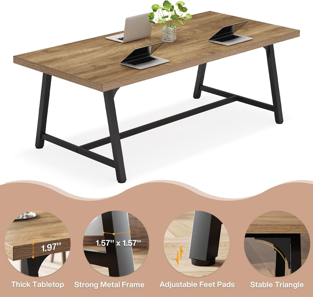 Tribesigns Dining Table for 8 People, 70.87-inch Rectangular Wood Kitchen Tab...