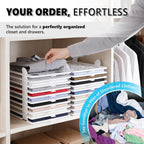 10Pcs Stackable Closet Organizer & Shirt Folding Board Bundle | Space-Savin Closet Organizers and Storage , Foldable ,Ideal for Tshirts ,Sweater ,Pants Storage in Bedroom and Dormroom White