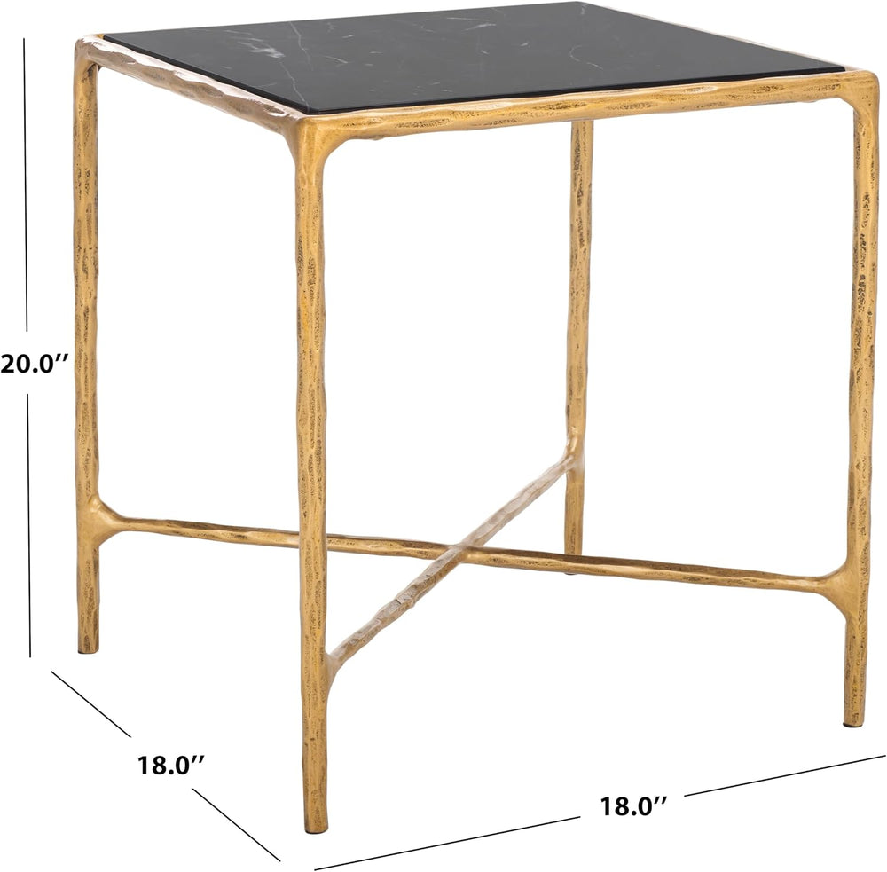 SAFAVIEH Couture Collection Jessa Brass Base & Black Marble Top Square En...