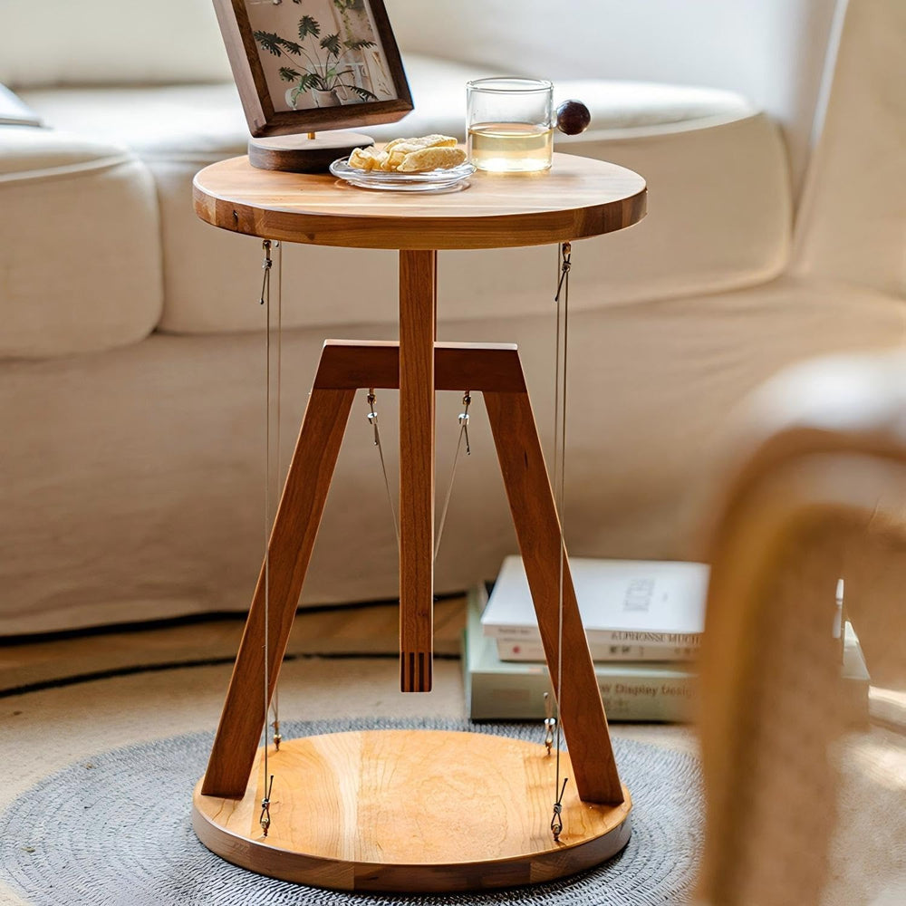 Floating Effect End Table, Solid Wood Tensegrity Side Table, Anti-Gravity Han...