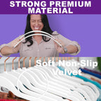 MIZGI Premium Velvet Hangers (60 Pack) Heavy Duty - Non Slip Felt Hangers - Velvet Suit Hanger White - Rose Gold Hooks,Space Saving Clothes Hanger