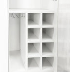 ZeHuoGe Kitchen Pantry Cabinet with Multi-Functional Pull-Out Multi-Tier Storage Shelf,Farmhouse Storage Cabinet with Glass Doors,Pantry Organizers for Kitchen, Bar,Dining Room