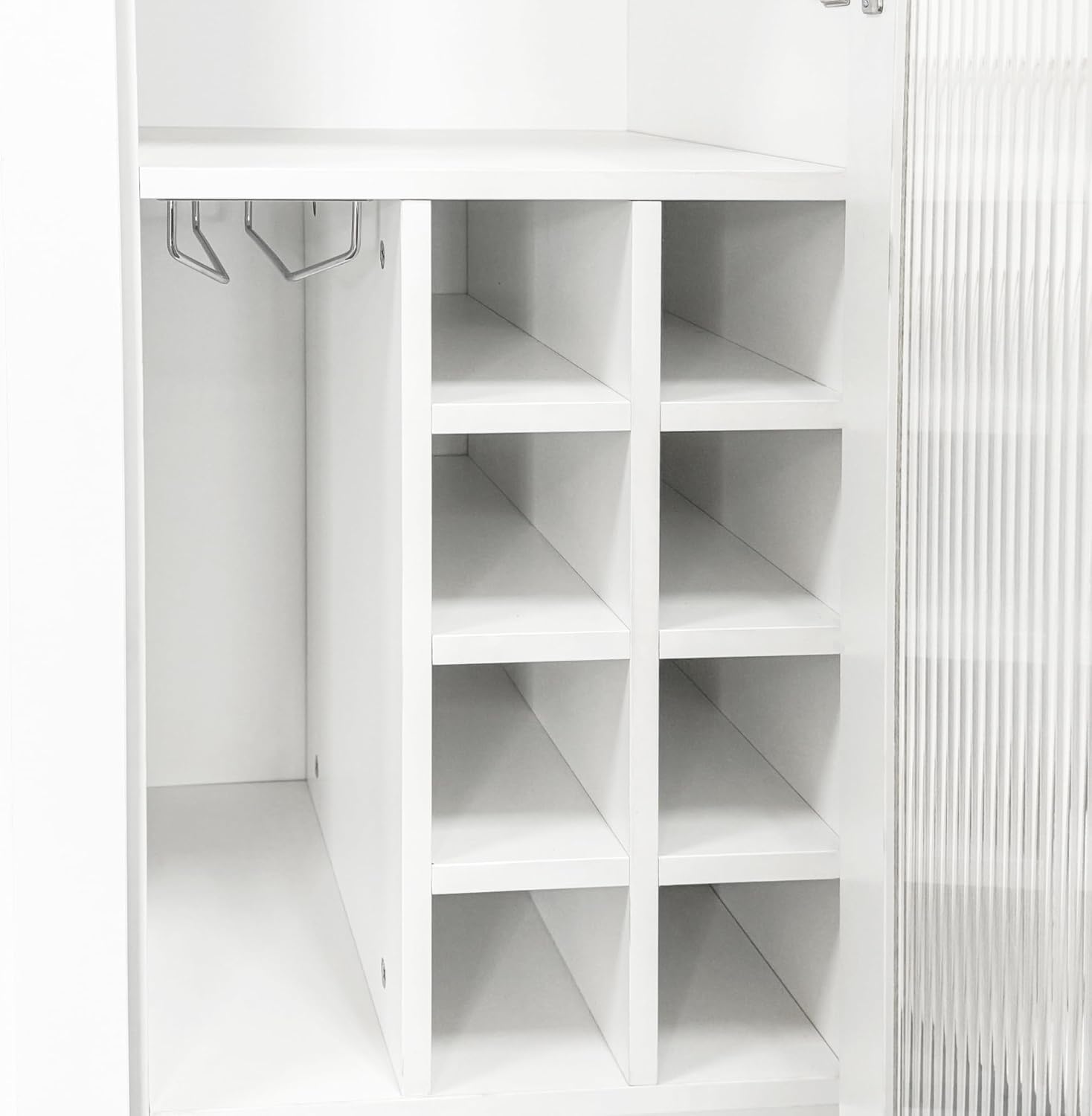 ZeHuoGe Kitchen Pantry Cabinet with Multi-Functional Pull-Out Multi-Tier Storage Shelf,Farmhouse Storage Cabinet with Glass Doors,Pantry Organizers for Kitchen, Bar,Dining Room