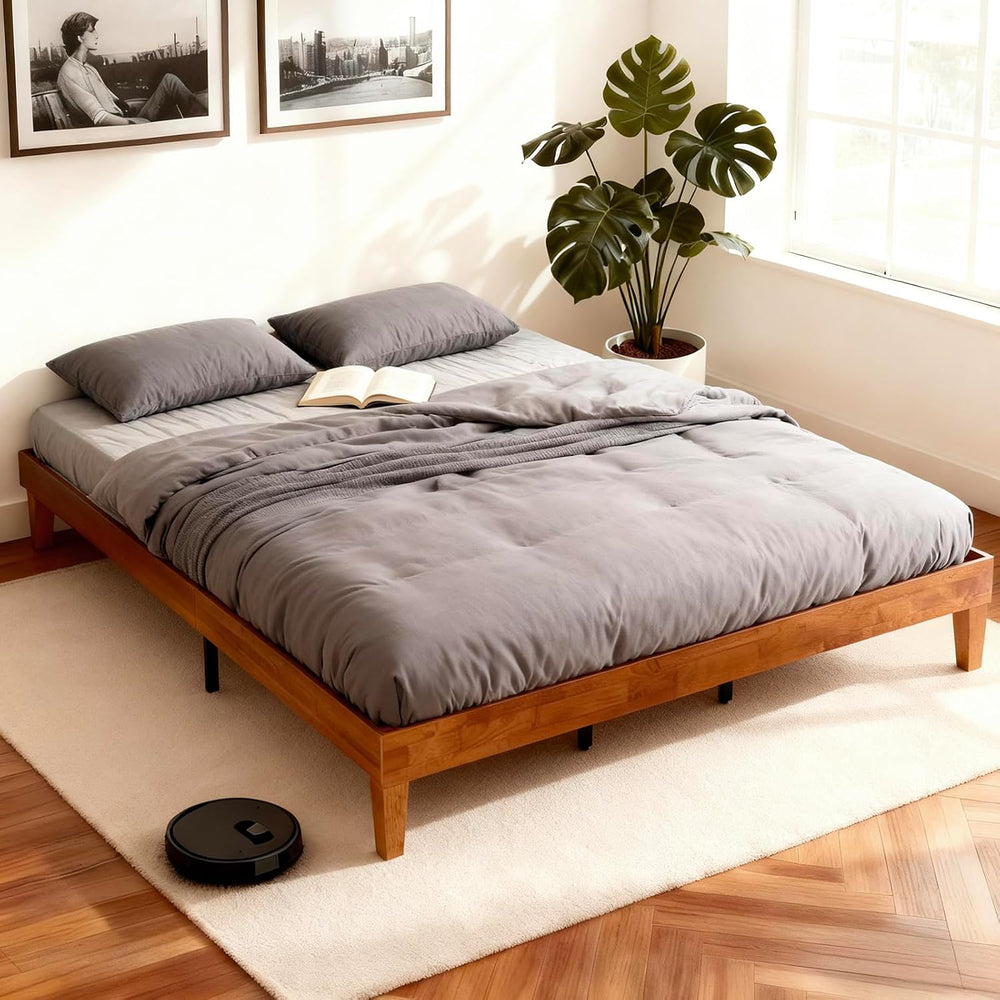 Sweetcrispy King Size Bed Frames, 12 Inch Height Wood Platform Bed Frame