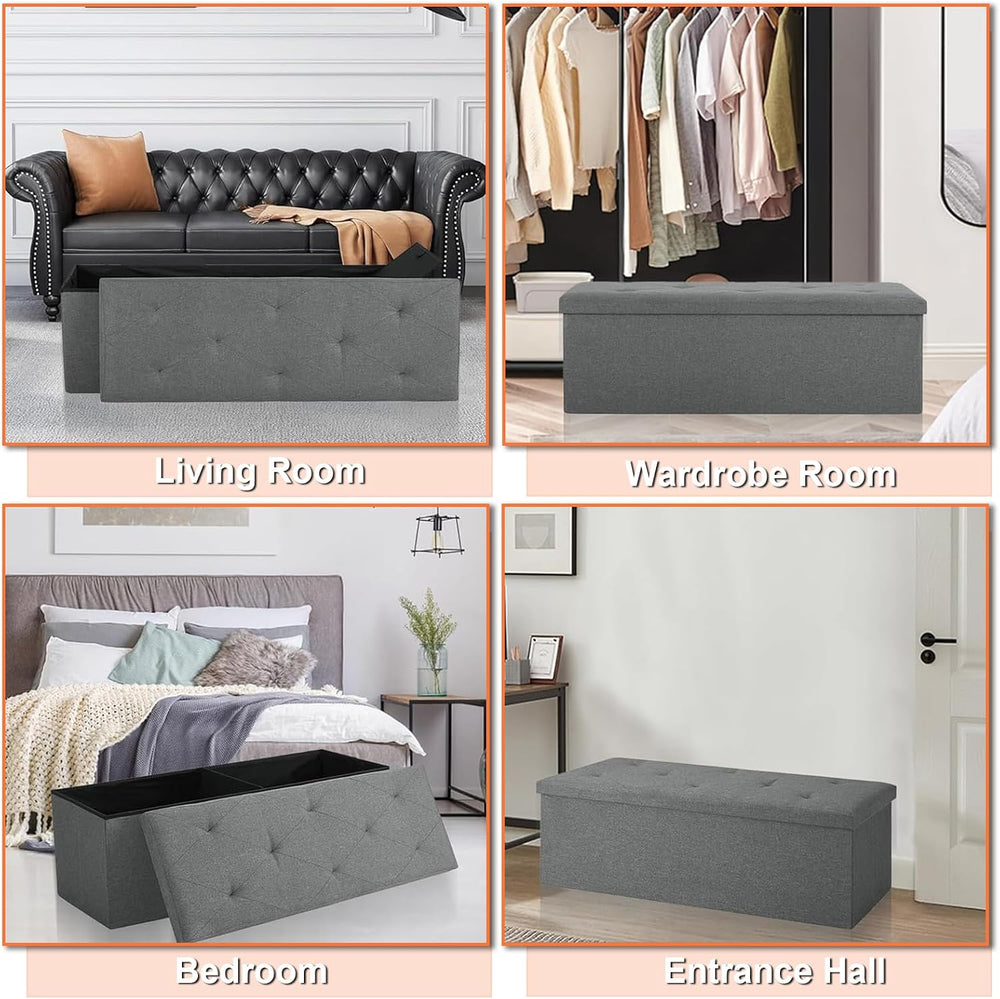 30 inch Storage Ottoman Bench, 30 inch Folding Storage Bench Ottoman, for Bed...